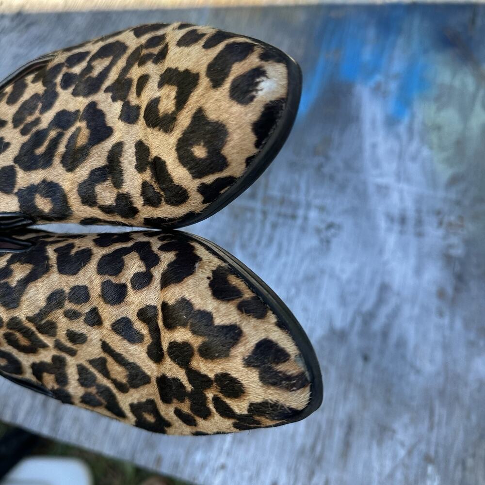 Franco Sarto Leopard Print Calf Hair Pointed-Toe Loafers Size 8 M Womens 825 - Picture 13 of 16